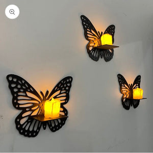 DESIRE Butterfly Wall Candlestick Shelf – Stylish Wooden Decor