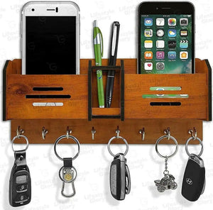 Multipurpose Wooden Key and mobile Holder