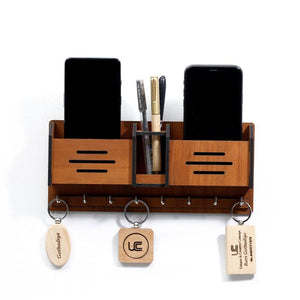 Multipurpose Wooden Key and mobile Holder